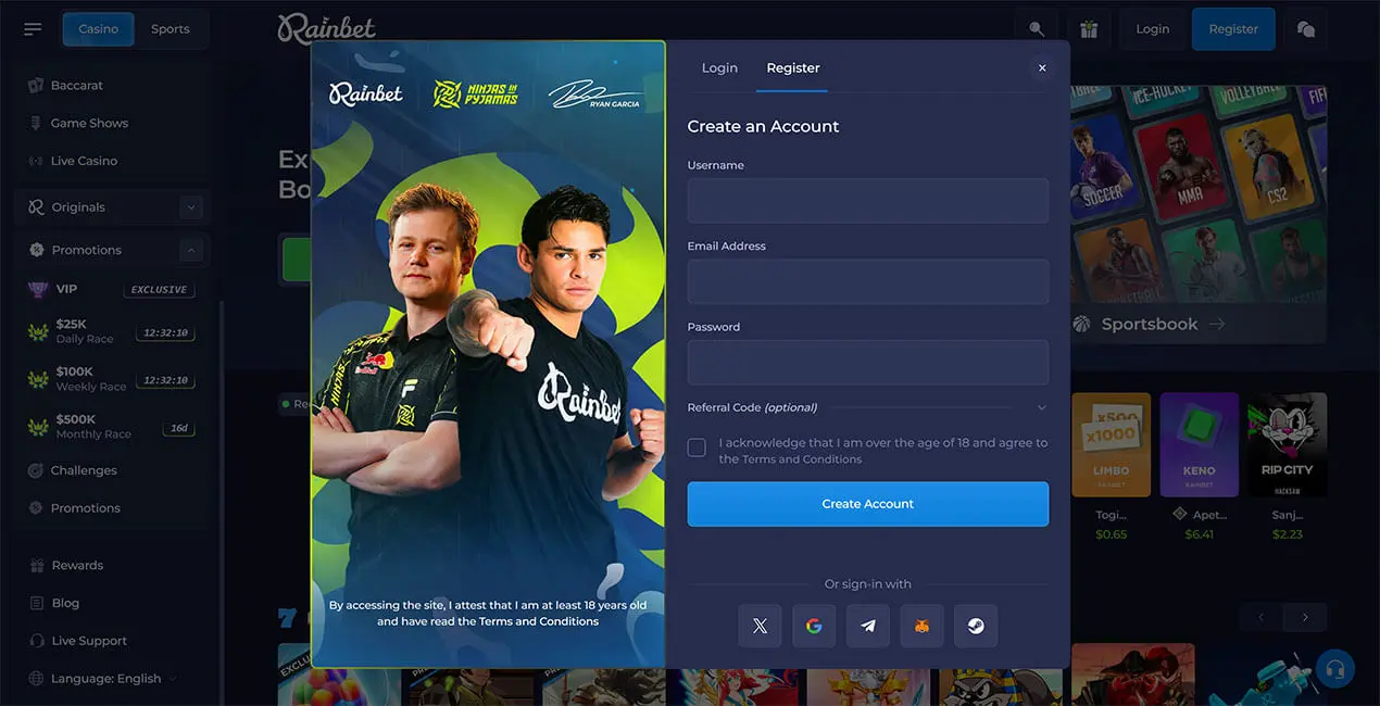 Rainbet Casino – Speel slots en live spellen met echt geld image 2