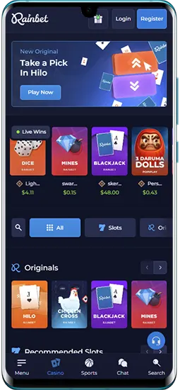 Functies van Rainbet Casino spelen op je telefoon